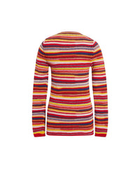 Pull col rond long à rayures en cachemire - Multicolor Red
