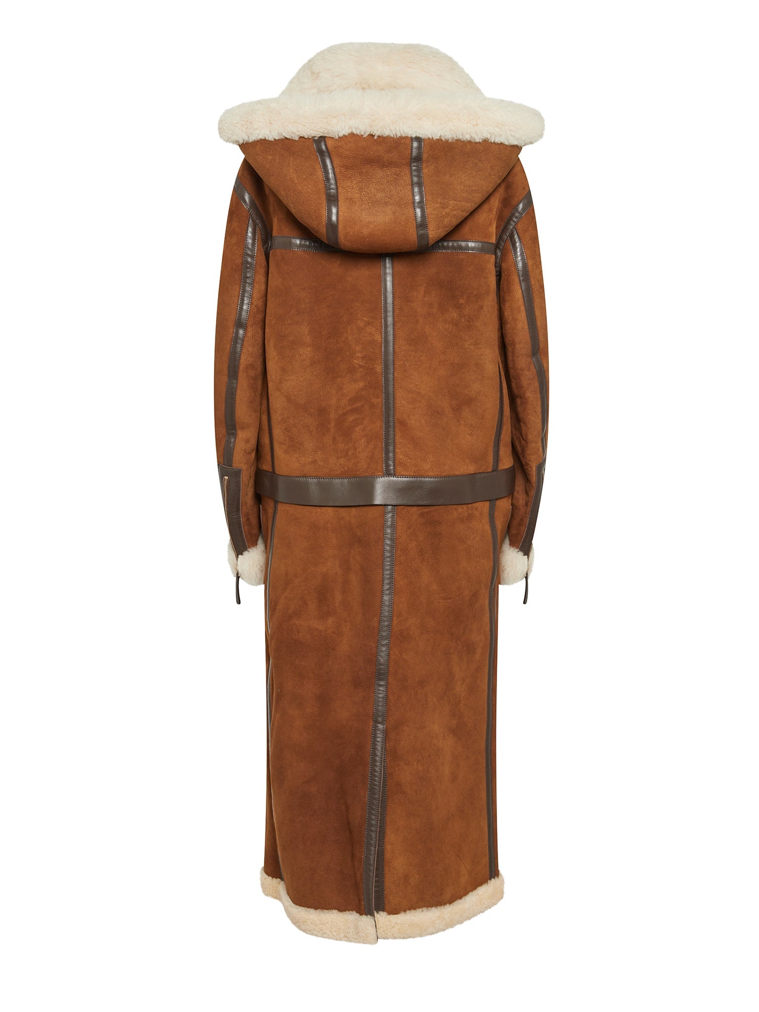 Manteau en peau de mouton mérinos et daim - Vrai Marron