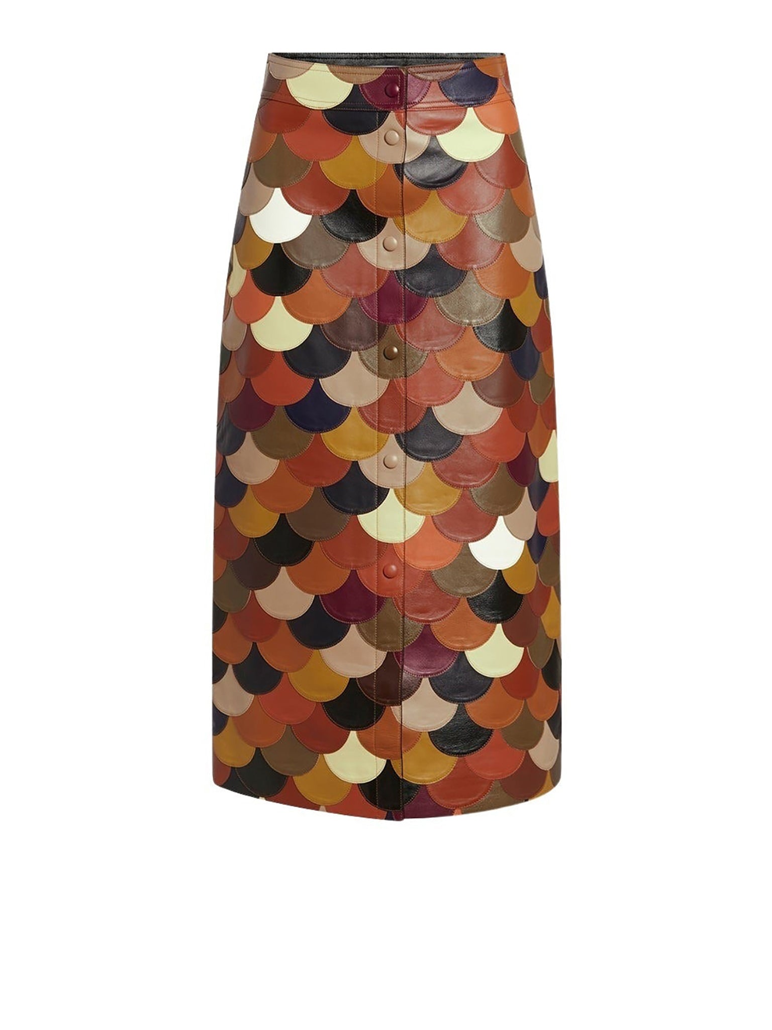 Jupe style écailles en cuir - True Brown