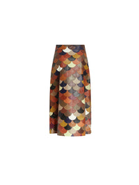 Jupe style écailles en cuir - True Brown