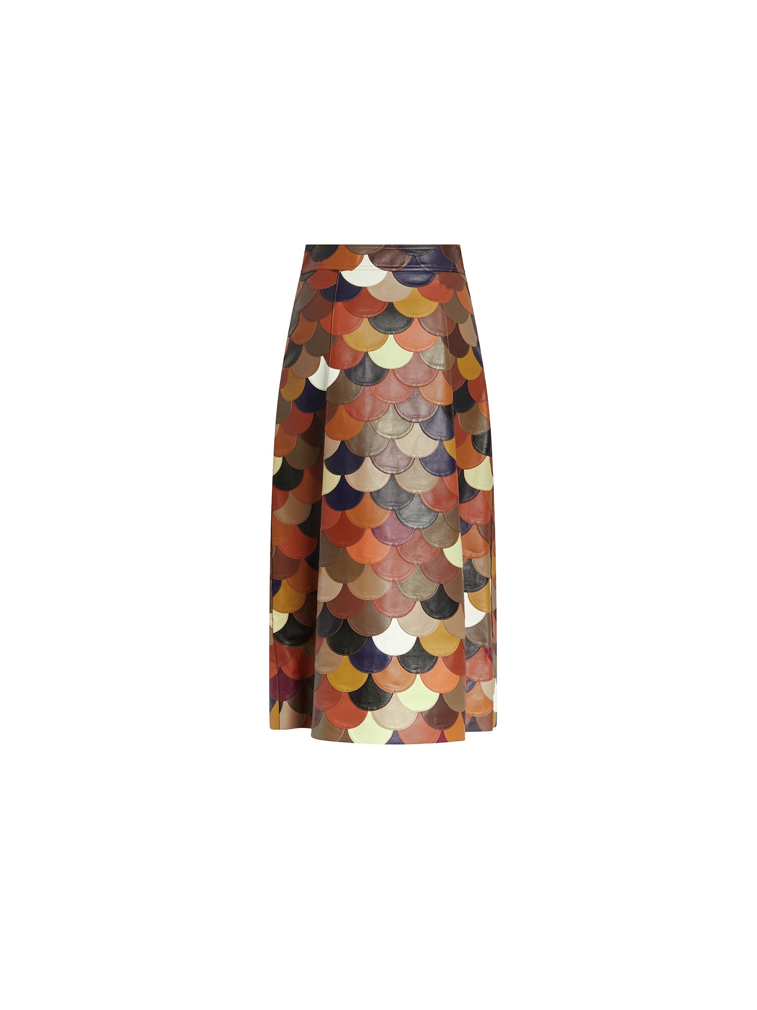 Jupe style écailles en cuir - True Brown