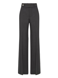 Pantalon taille haute en laine extensible - Noir