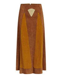 Jupe Crosta patchwork en soie - Brun Brique