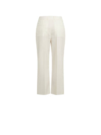 Pantalon droit avec bouton sur le côté en laine - Seedpearl Beige