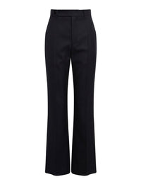 Pantalon droit avec bouton sur le côté en laine - Ink Navy