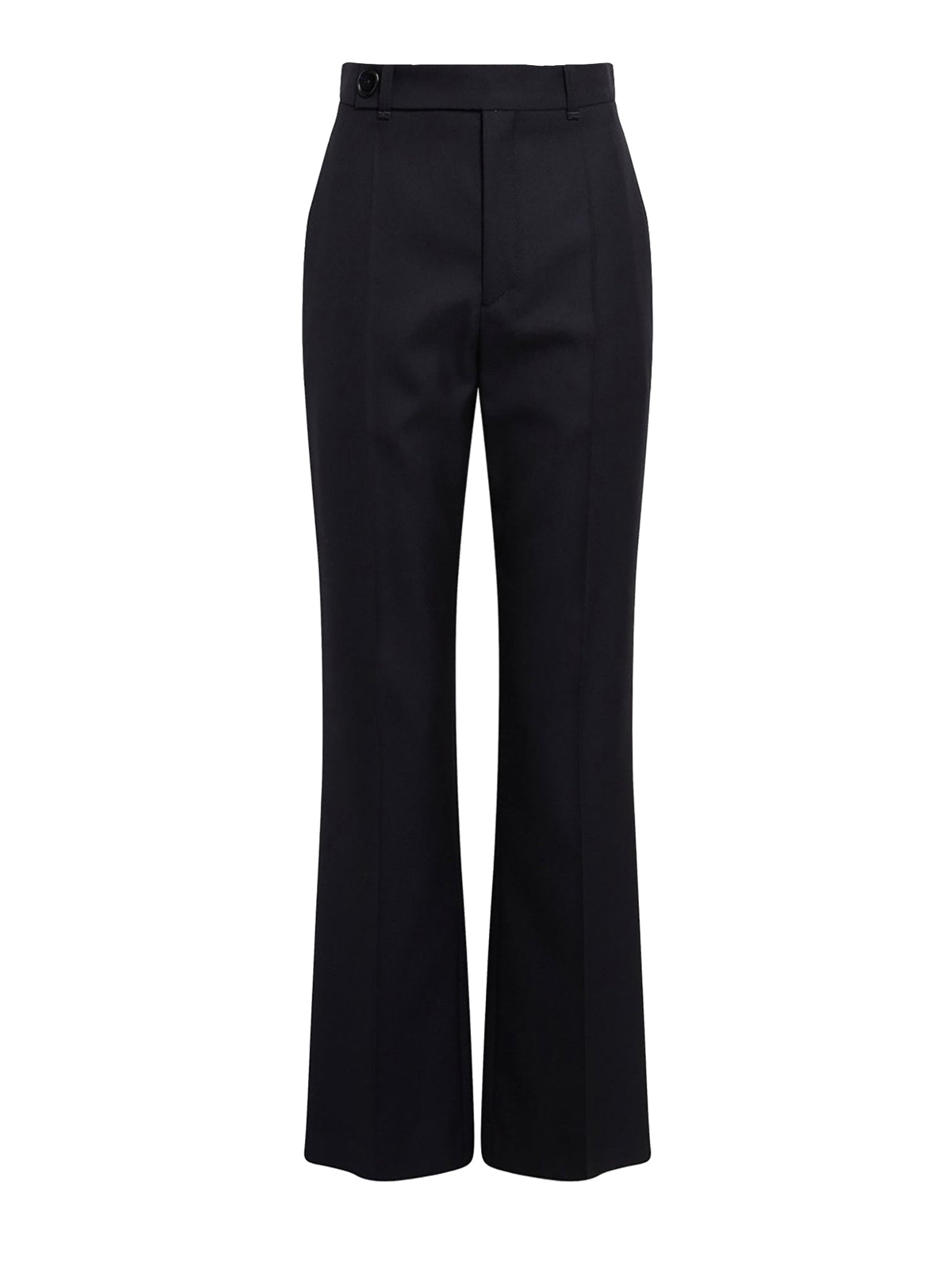 Pantalon droit avec bouton sur le côté en laine - Ink Navy