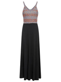 Robe en tricot de soie mérinos et crochet - Noir
