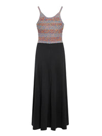 Robe en tricot de soie mérinos et crochet - Noir