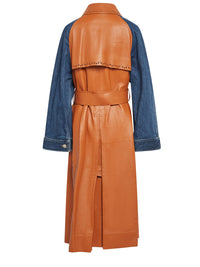 Manteau en cuir et soie - Orange Bleu