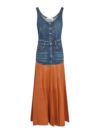 Robe en cuir et en denim biologique - Orange Bleu