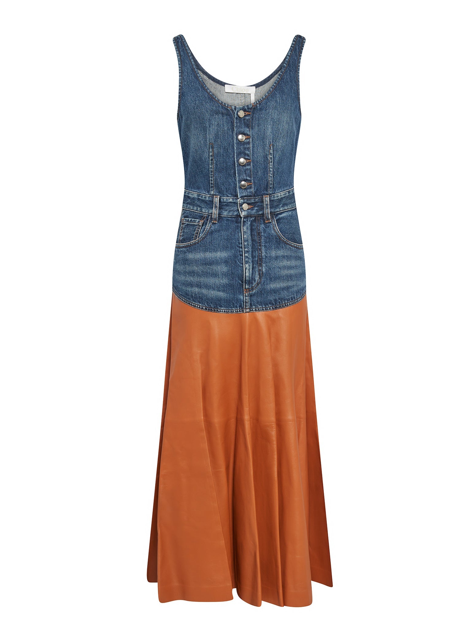 Robe en cuir et en denim biologique - Orange Bleu