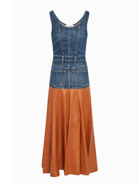 Robe en cuir et en denim biologique - Orange Bleu
