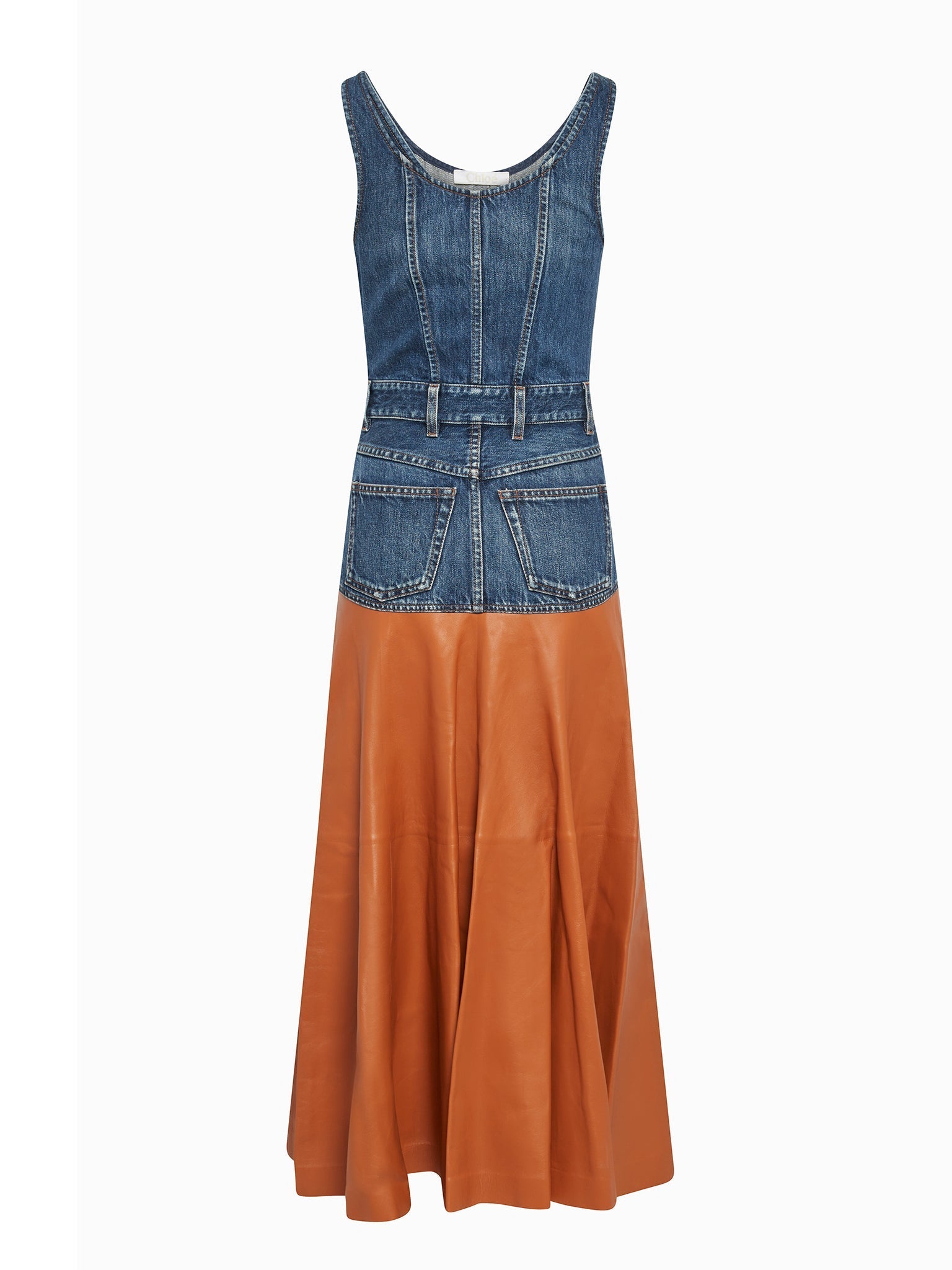 Robe en cuir et en denim biologique - Orange Bleu