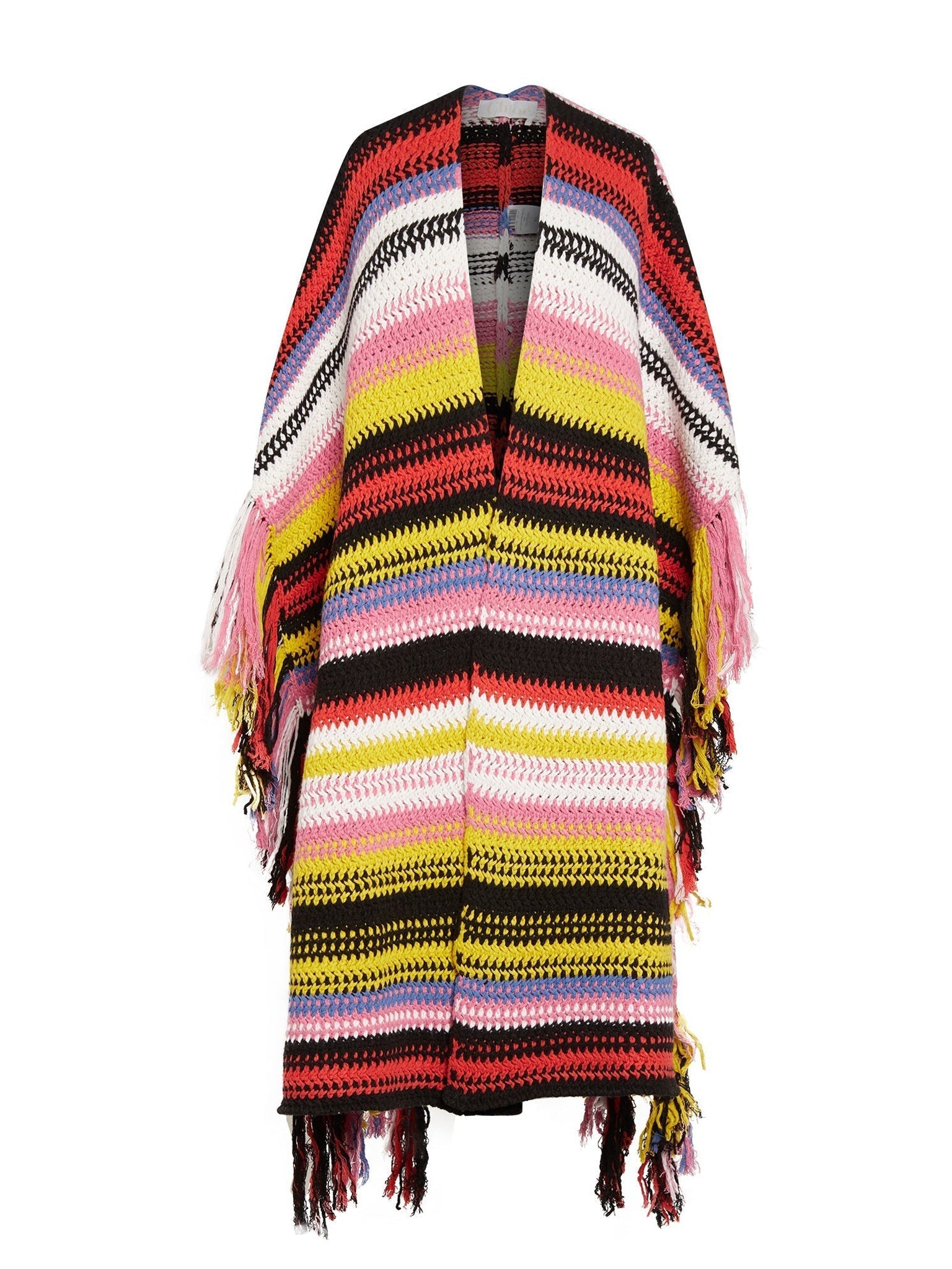 Manteau poncho à rayures horizontales en cachemire - Multicolor