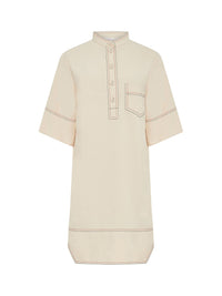 Robe chemise à manches courtes & col en V - Macadamia Brown