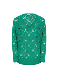 Pull maille col V à broderies transparentes - Lively Pine