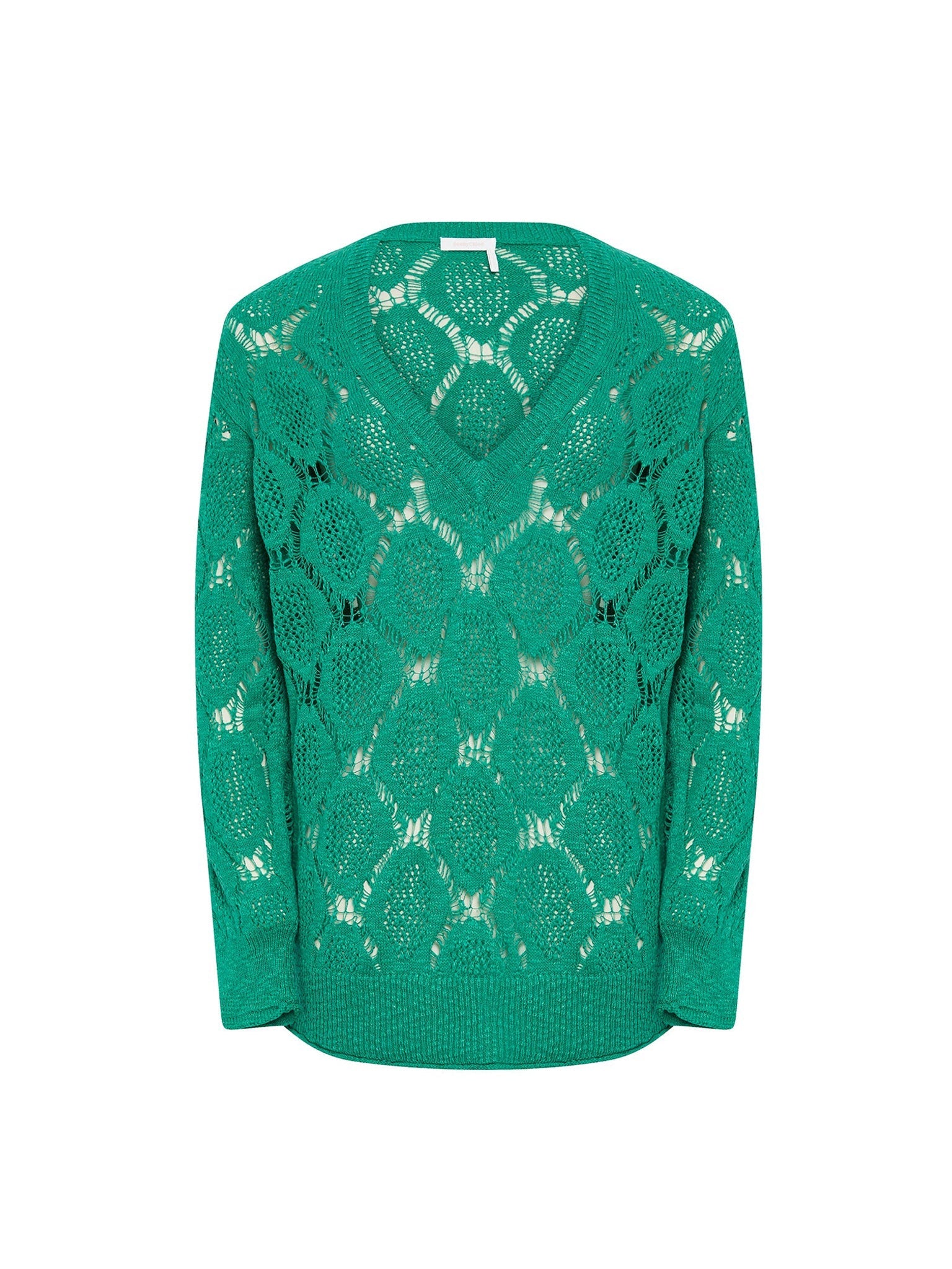 Pull maille col V à broderies transparentes - Lively Pine