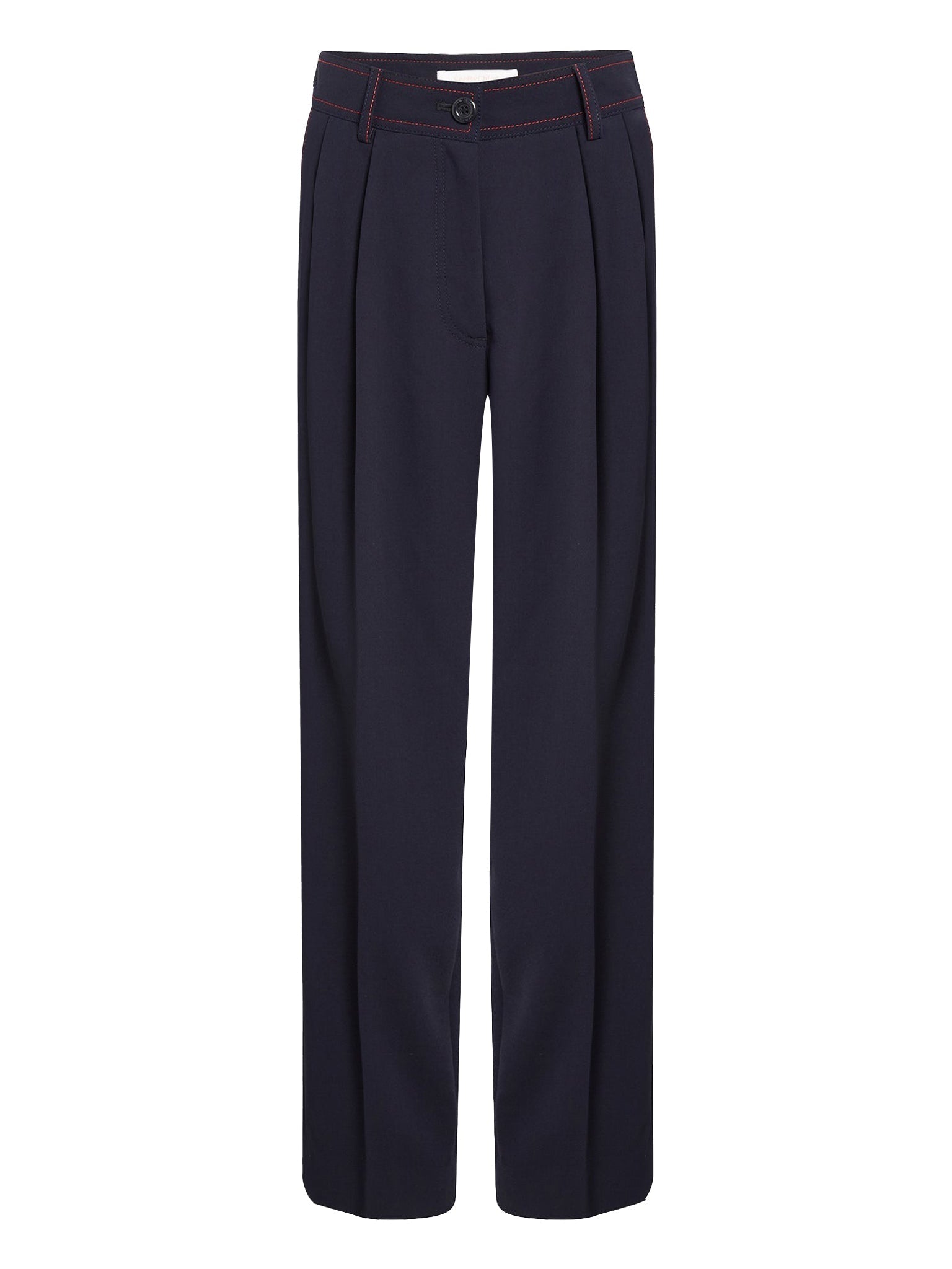 Pantalon court à larges plis surpiqures contrastées - Midnight