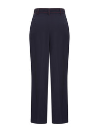 Pantalon court à larges plis surpiqures contrastées - Midnight