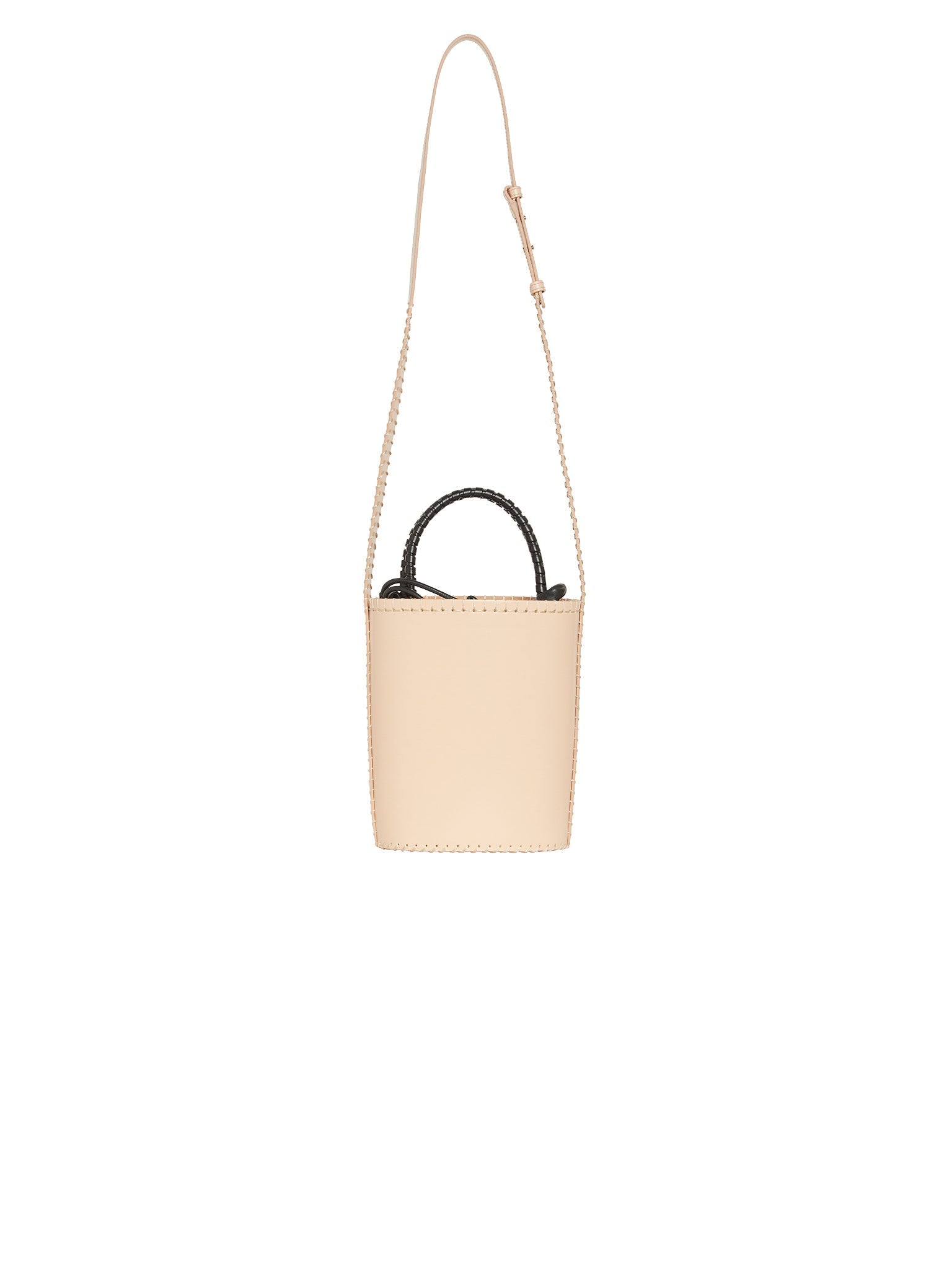 Sac panier Louela en cuir végétal avec couverture et cuir - Beige Fleuri
