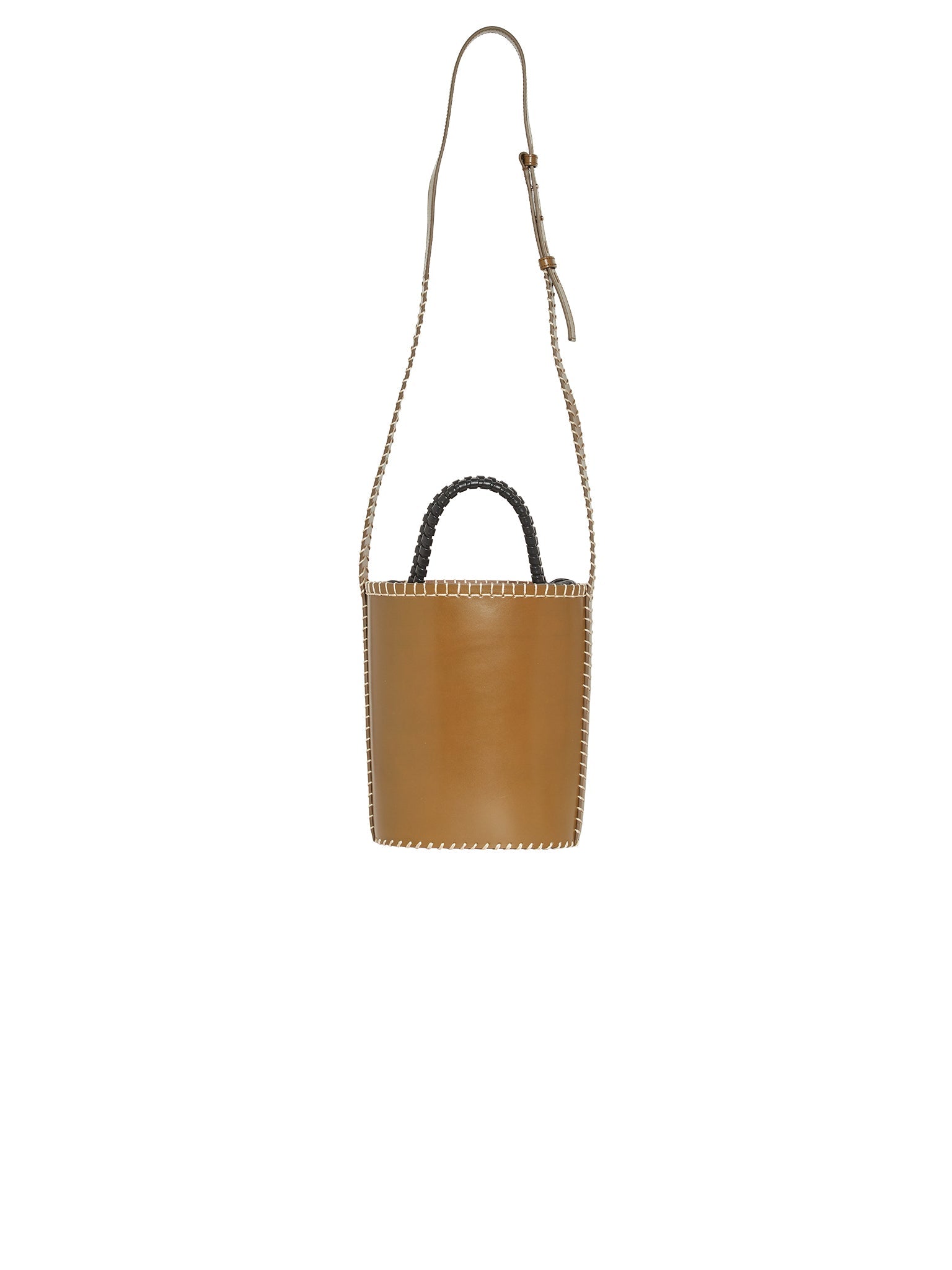 Sac panier Louela en cuir végétal avec couverture et cuir - Ambre Olive