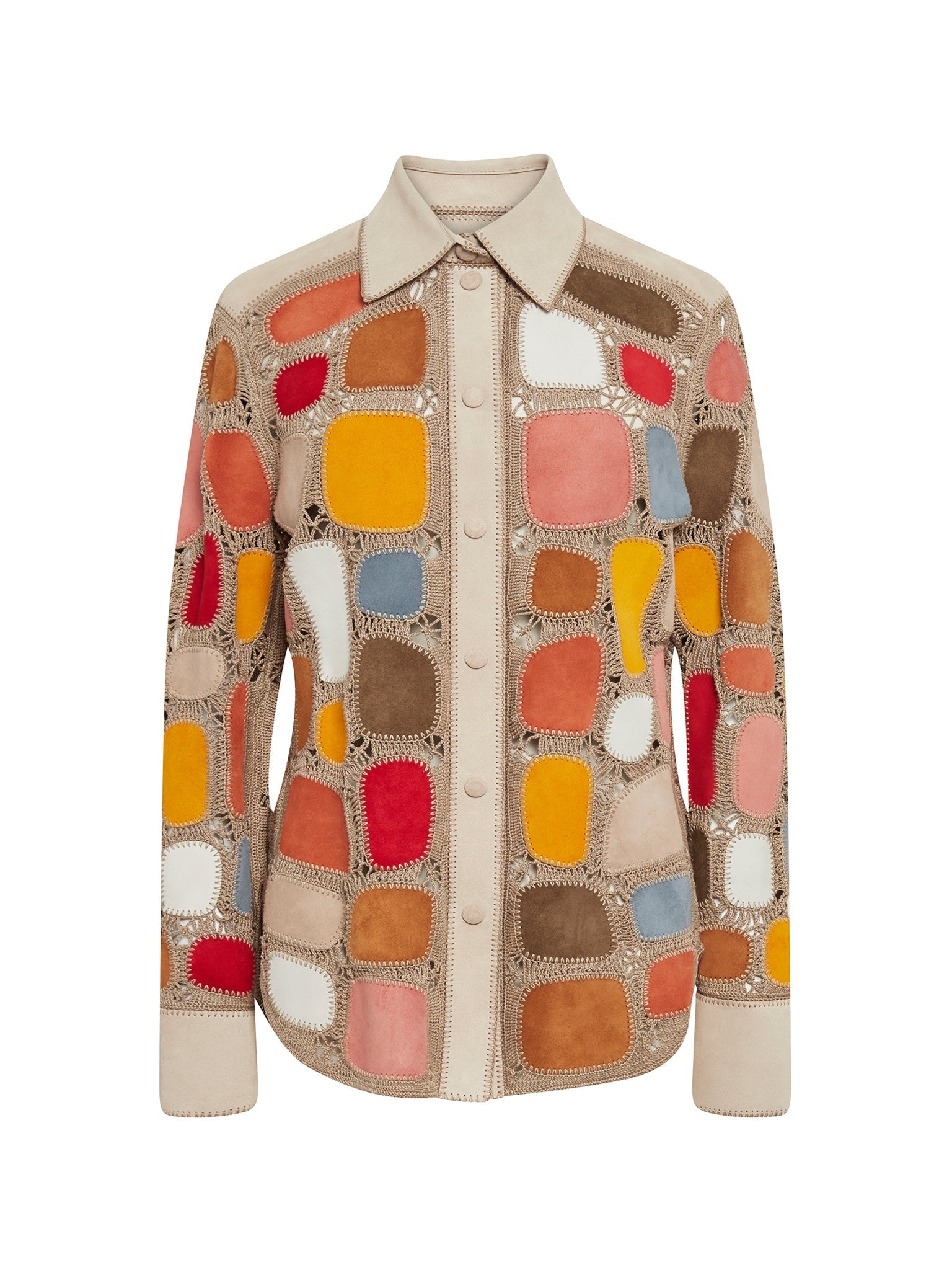 Top Crochet en nappa crosta et cuir - Multicolor