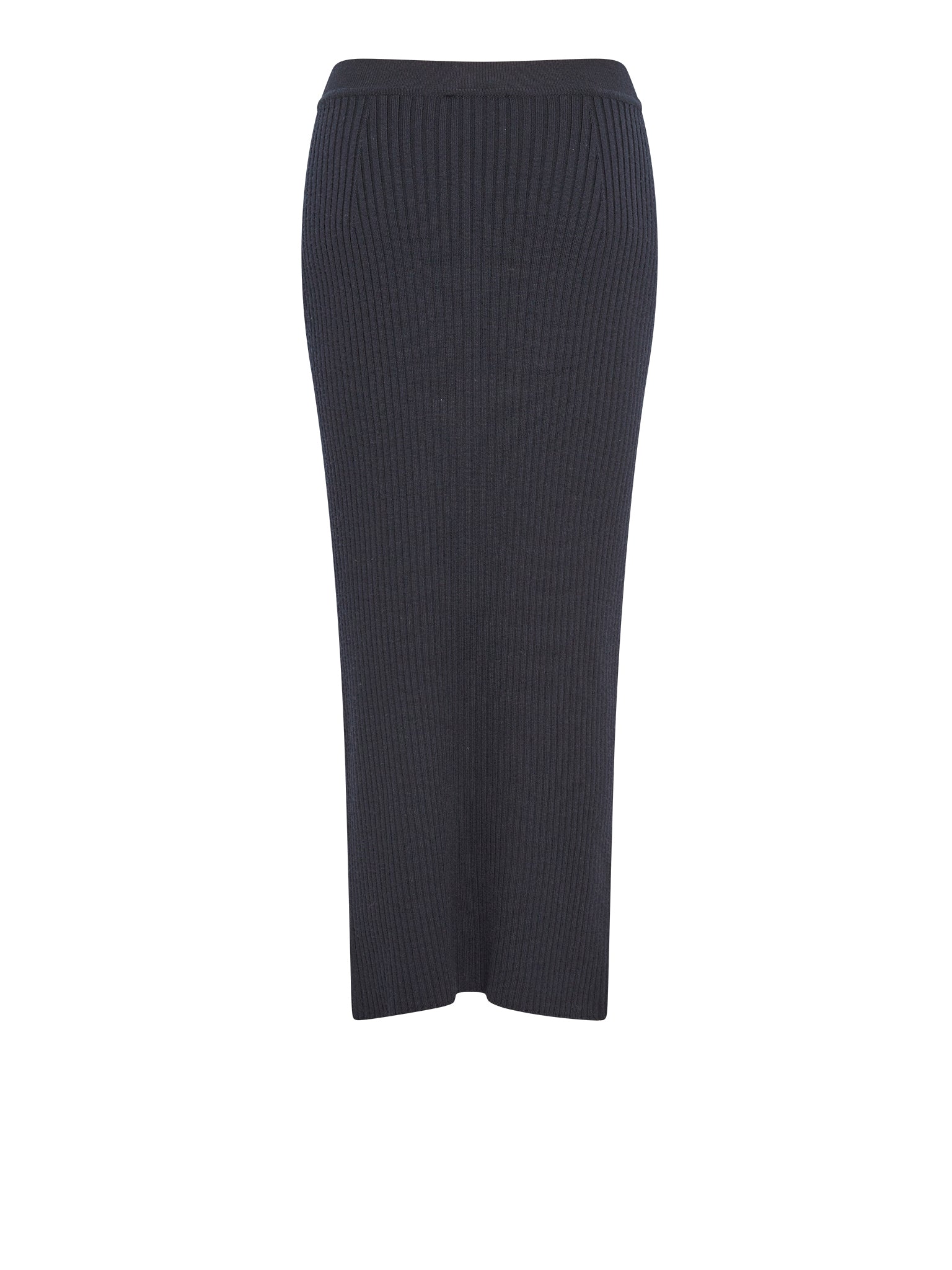 Jupe en tricot côtelé de laine et cachemire - Bleu Nuit Foncé