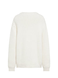 Pull en grosse maille de cachemire - Blanc Naturel