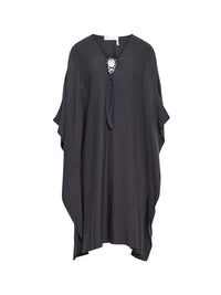 Robe caftan midi en soie - Encre Marine