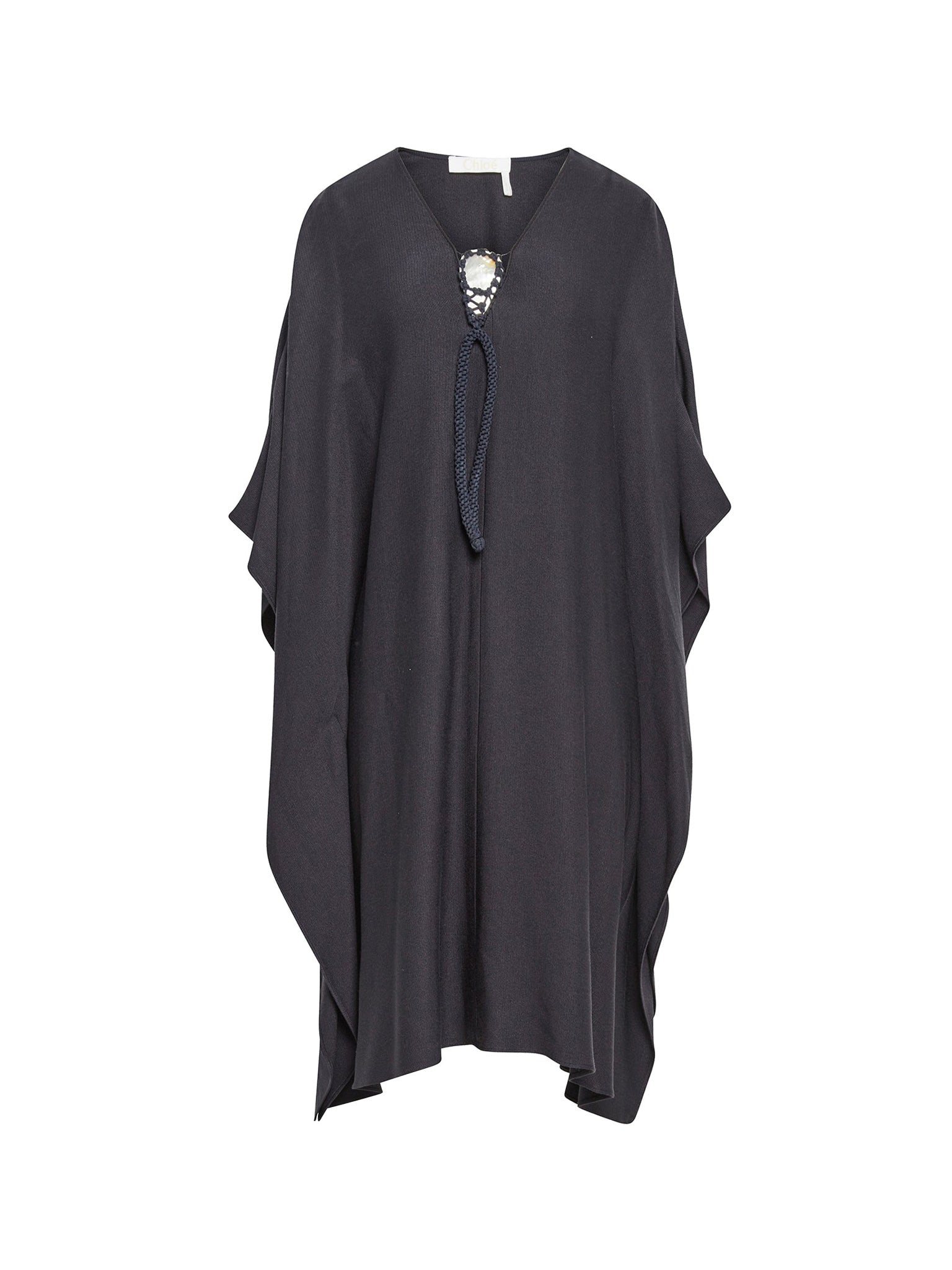 Robe caftan midi en soie - Encre Marine