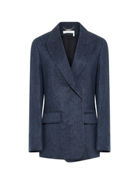 Blazer à épaulettes effet denim en lin - Deep Ocean Intense