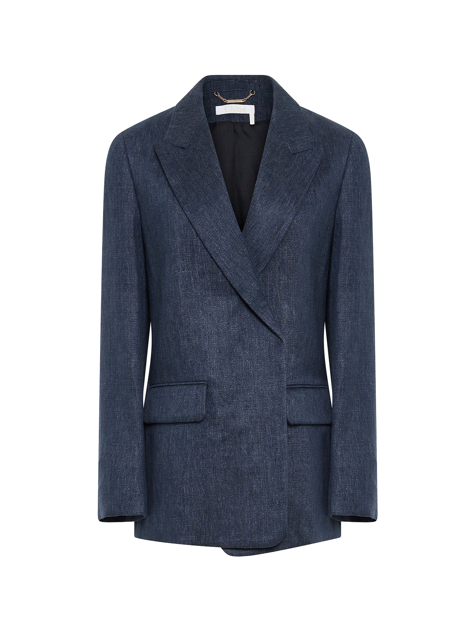 Blazer à épaulettes effet denim en lin - Deep Ocean Intense