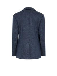 Blazer à épaulettes effet denim en lin - Deep Ocean Intense
