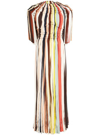 Robe longue plissée en soie - Multicolor