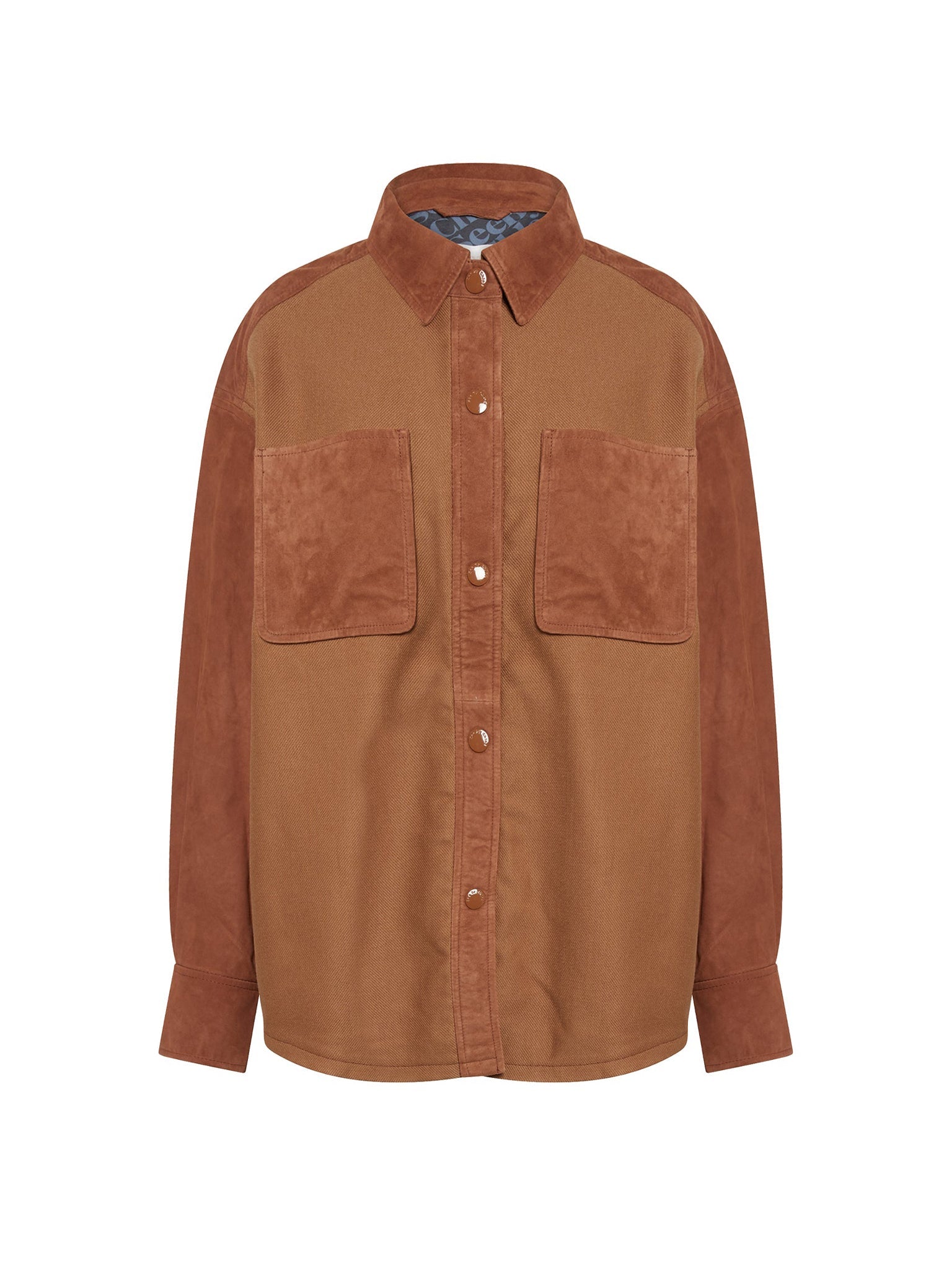 Veste chemise bi matière - Copper Brown