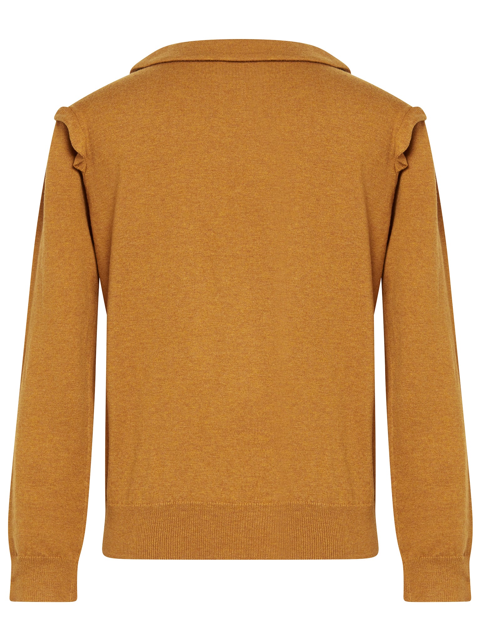 Pull maille col claudine à volants en laine - Autumnal Brown