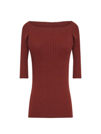Pull en tricot côtelé de cachemire mérinos - Aube Rouge