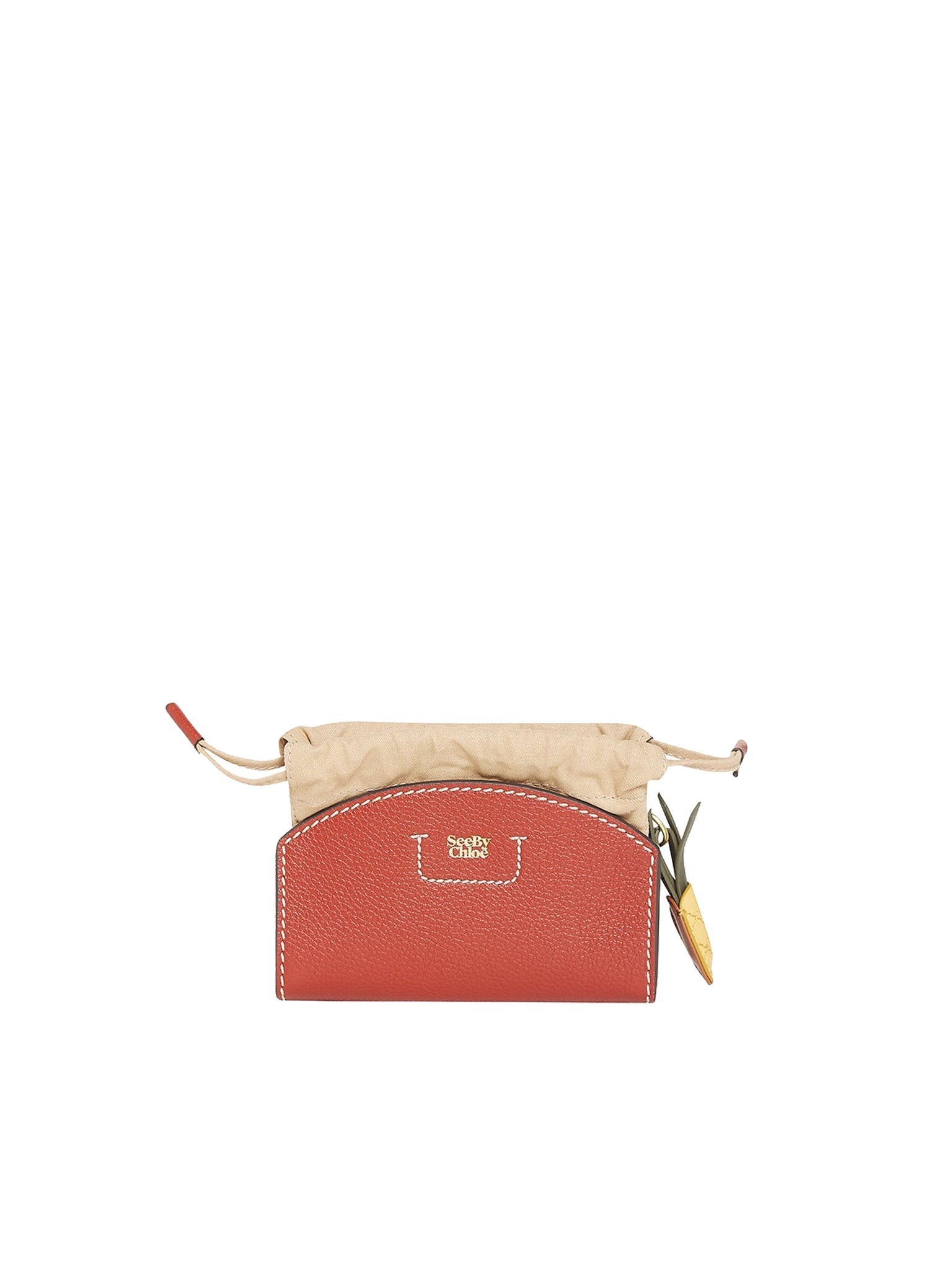 Petit sac pochette Cecilya à bandoulière en cuir - Burnt Henna