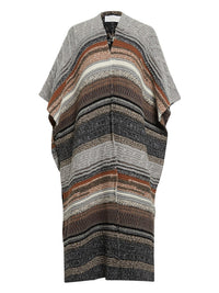 Manteau poncho à rayures en cachemire - Multicolor Grey