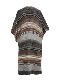 Manteau poncho à rayures en cachemire - Multicolor Grey