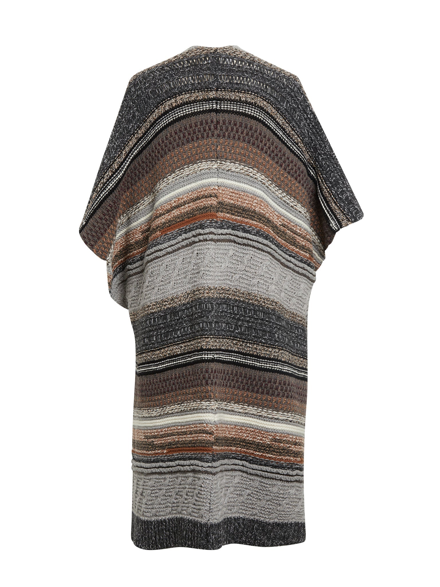 Manteau poncho à rayures en cachemire - Multicolor Grey