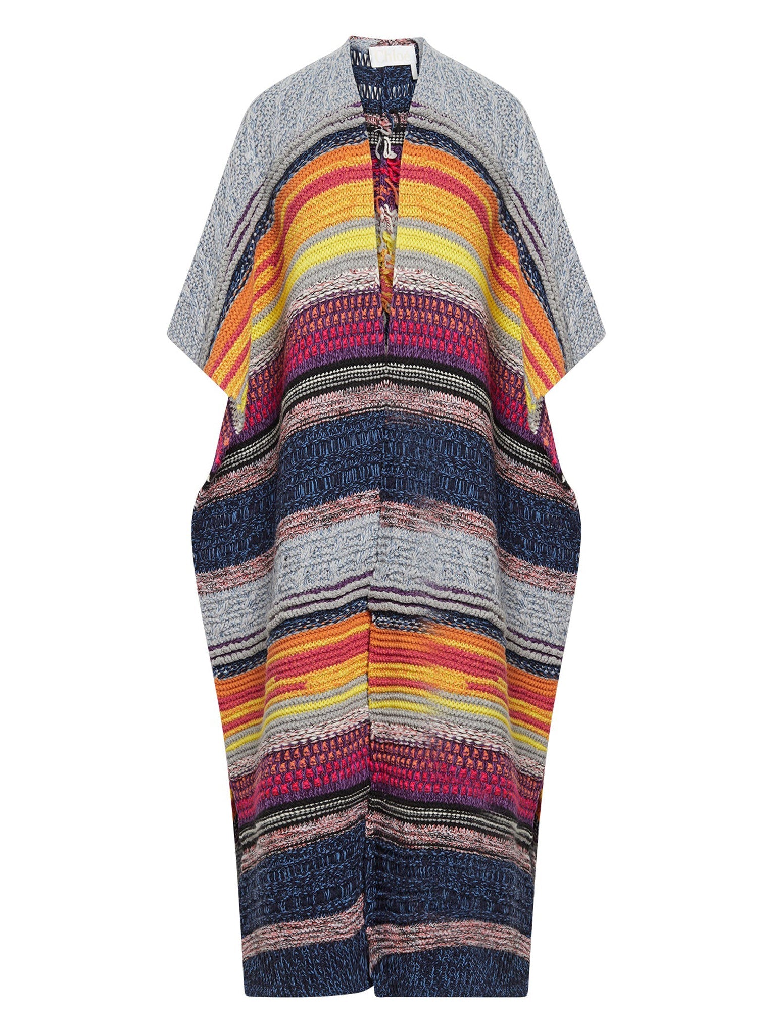 Manteau avec rayures irrégulières en cachemire recyclé - Multicolor