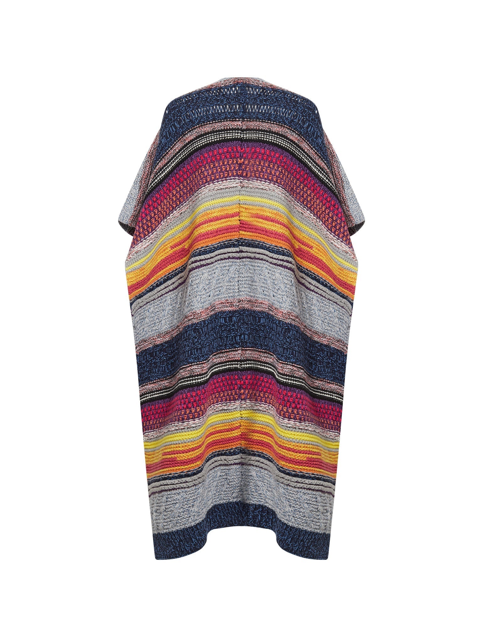 Manteau avec rayures irrégulières en cachemire recyclé - Multicolor