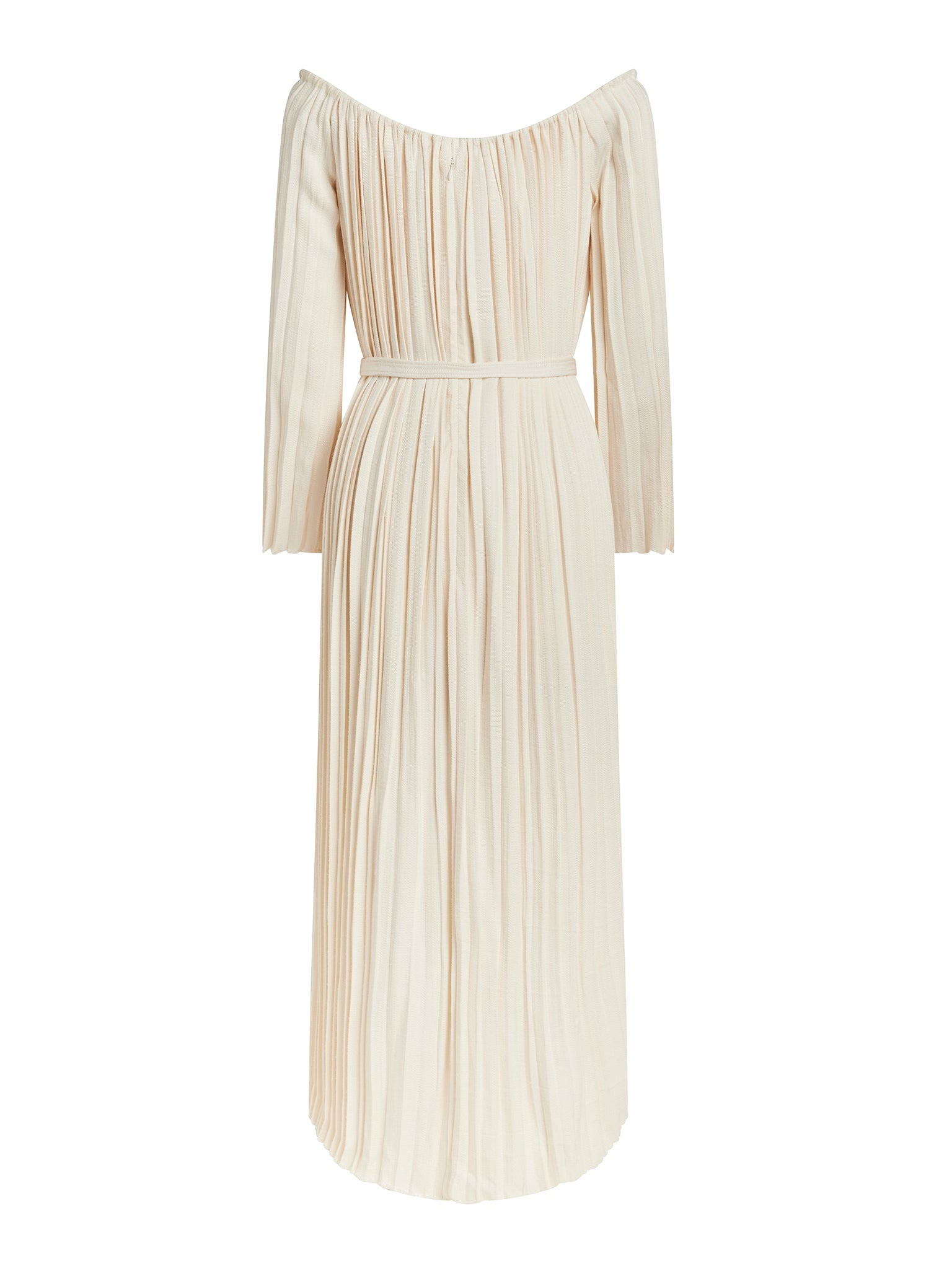Robe midi à col bateau en soie - Seedpearl Beige