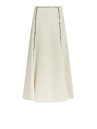 Jupe surpiquée en laine - Seedpearl Beige