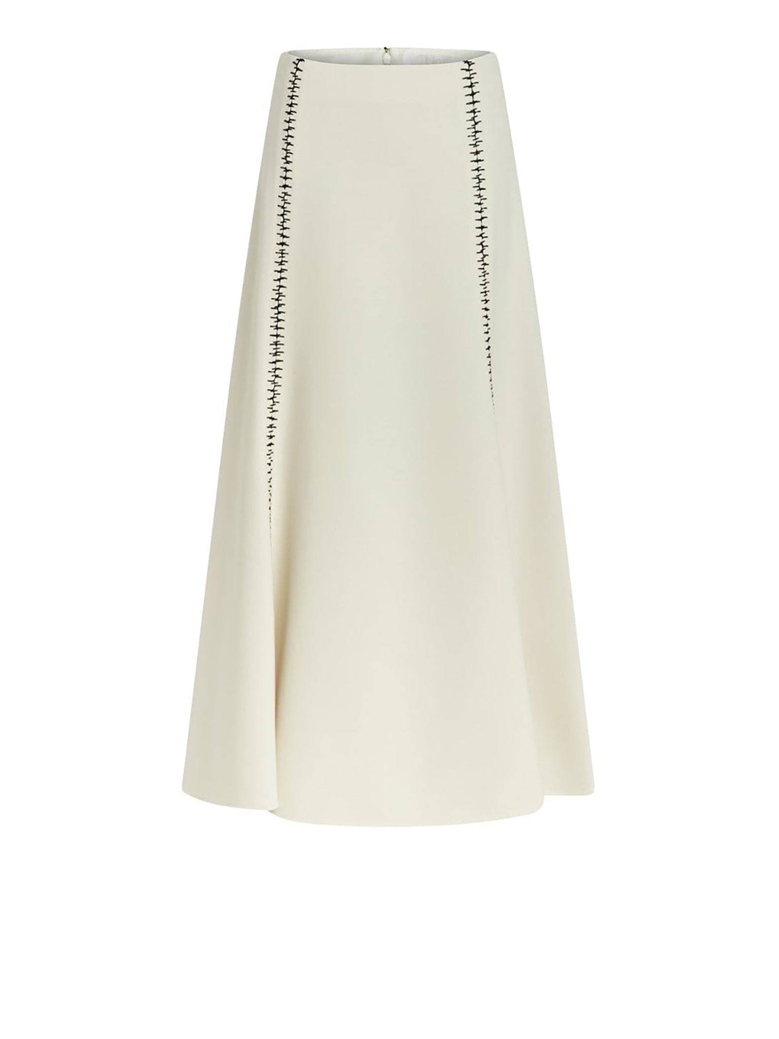 Jupe surpiquée en laine - Seedpearl Beige