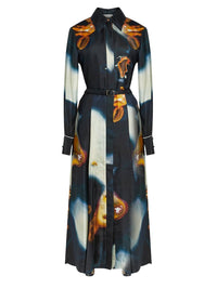 Robe chemise cintrée en soie - Multicolor