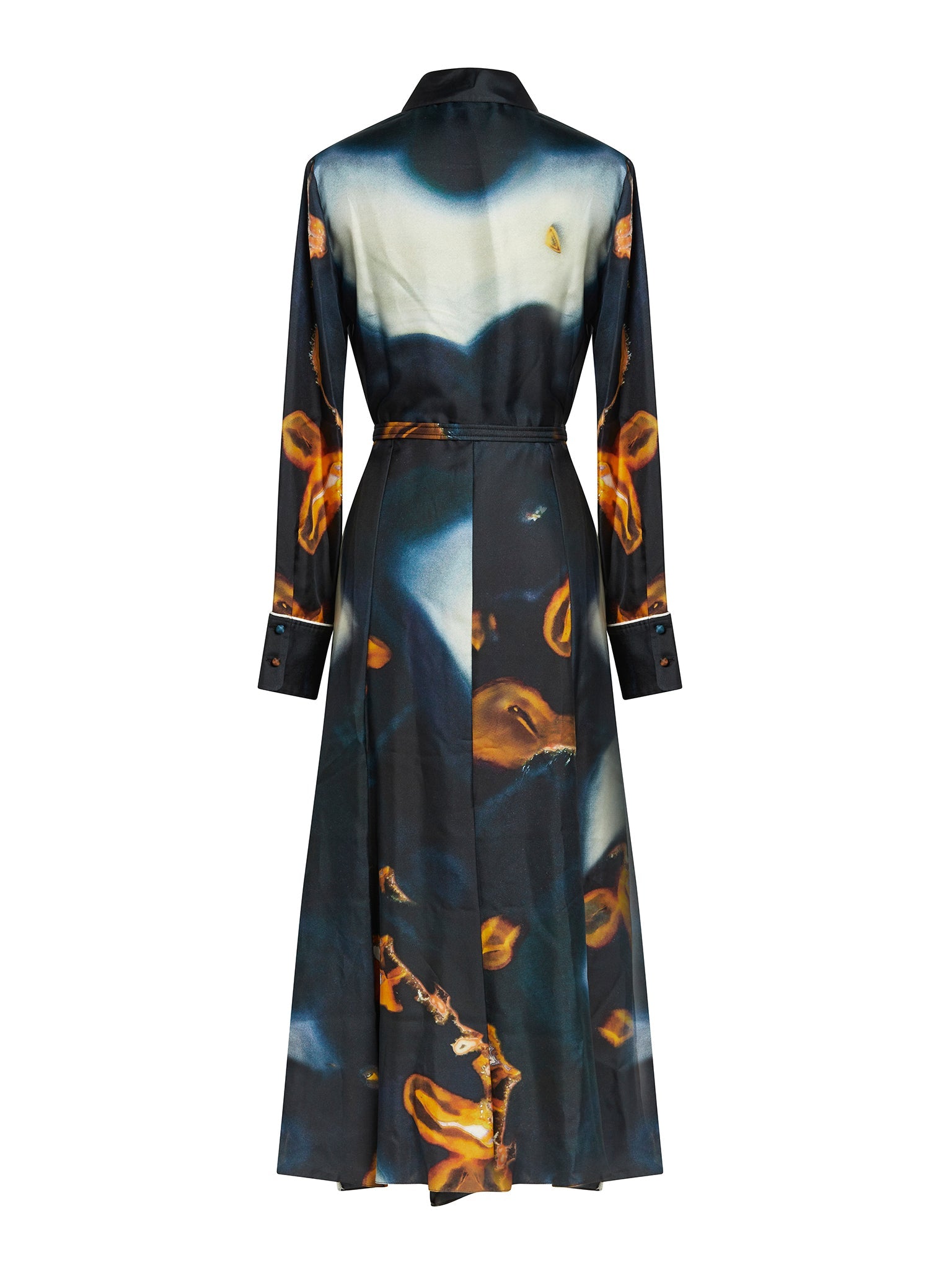 Robe chemise cintrée en soie - Multicolor