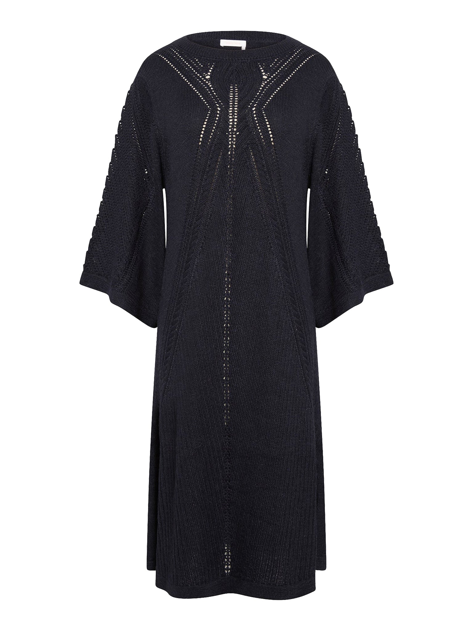 Robe manches 3/4 en laine - Ink Navy