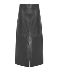 Jupe classique en cuir nappa - Noir
